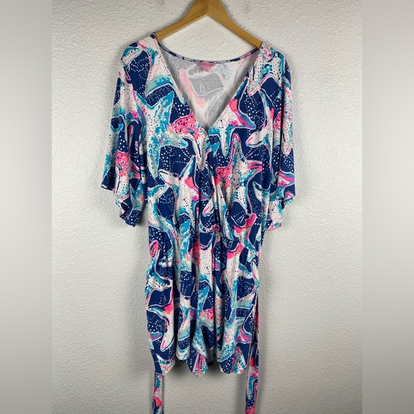 Lilly Pulitzer Madilyn Romper indigo sea Star Struck print women’s size XXL - Picture 7 of 14